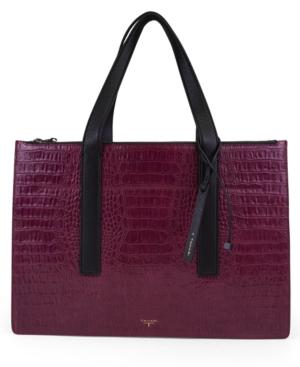 T Tahari Color & Black Leather Croc Tote