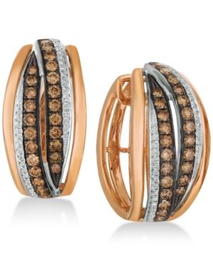 Le Vian Chocolatier Diamond Hoop Earrings (1-1/4 Ct. T.w.) In 14k Rose Gold & White Gold
