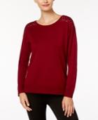 Ny Collection Studded Shoulder Sweater