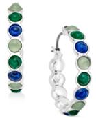 Charter Club Silver-tone Multi-stone Hoop Earrings, Only At Macy's
