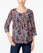 Ny Collection Petite Printed High-low Blouse