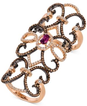 Le Vian Chocolatier Rhodolite Garnet (3/8 Ct. T.w.) And Diamond (1-1/5 Ct. T.w.) Knuckle Ring In In 14k Rose Gold