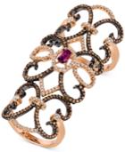 Le Vian Chocolatier Rhodolite Garnet (3/8 Ct. T.w.) And Diamond (1-1/5 Ct. T.w.) Knuckle Ring In In 14k Rose Gold