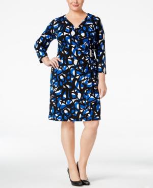 Calvin Klein Plus Size Printed Faux-wrap Sheath Dress