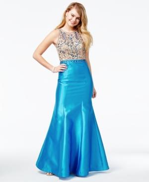 Say Yes To The Prom Juniors' Beaded Illusion Mermaid Gown, A Macy's Exclusive Style