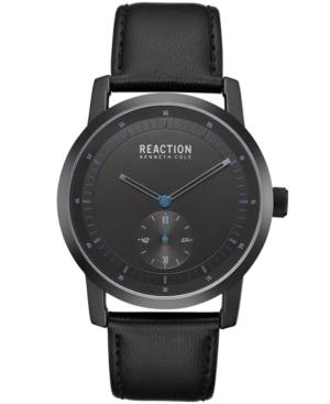 Kenneth Cole Reaction Men's Black Faux Leather Strap Watch 42mm