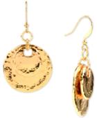 Charter Club Gold-tone Hammered Double Disc Drop Earrings, Created For Macy's