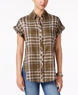 Buffalo David Bitton Markus Plaid Ruffle-cuff Shirt