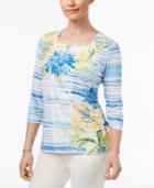Alfred Dunner Blue Lagoon Floral-print Top