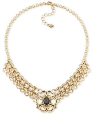 Carolee Necklace, Gold-tone Linked Chain Ornate Bib Necklace