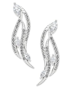 Eliot Danori Silver-tone Curved Crystal Drop Earrings