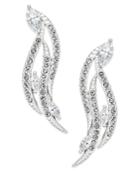 Eliot Danori Silver-tone Curved Crystal Drop Earrings
