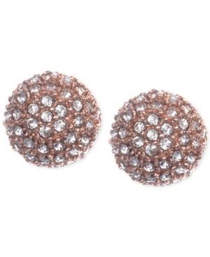 Anne Klein Rose Gold-tone Crystal Fireball Stud Earrings