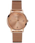 Guess Men's Diamond Accent Rose Gold-tone Mesh Bracelet Watch 40mm U0280g2