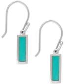 Manufactured Turquoise Rectangle Drop Earrings In Sterling Silver (2 Ct. T.w.)