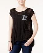 Hybrid Juniors' Chill Babe Handkerchief Hem Graphic T-shirt
