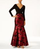 Xscape Illusion Floral Brocade Mermaid Gown