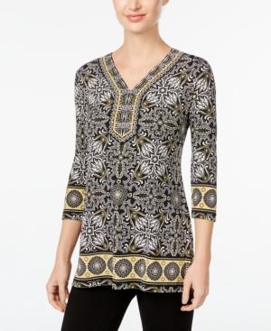 Jm Collection Embellished Geo-print Tunic, Only At Macy's
