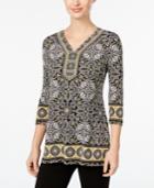 Jm Collection Embellished Geo-print Tunic, Only At Macy's