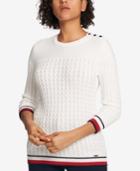 Tommy Hilfiger Cotton Textured Button-shoulder Sweater, Created For Macy's