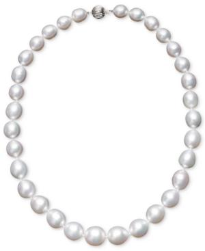"pearl Necklace, 18"" 14k White Gold White Cultured South Sea Graduated Pearl Strand (10-13mm)"