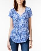Lucky Brand Short-sleeve Floral-print Peasant Top