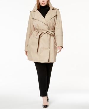 Vince Camuto Plus Size Asymmetrical Belted Trench Coat
