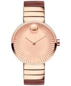 Movado Women's Swiss Edge Rose Gold-tone Pvd Stainless Steel Bracelet Watch 34mm 3680013