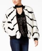 Say What? Juniors' Striped Faux-fur Bomber Jacket
