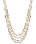 Inc International Concepts Gold-tone Multi-row Bead And Crystal Statement Necklace, Only At Macy's