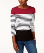 Karen Scott Colorblocked Button-detail Top, Created For Macy's