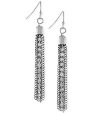 Bcbgeneration Silver-tone Crystal Tassel Drop Earrings