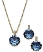 Charter Club Gold-tone Blue Stone Solitaire Pendant Necklace And Drop Earrings, Created For Macy's