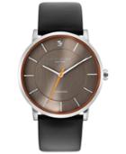 Kenneth Cole New York Men's Diamond-accent Black Leather Strap Watch 42mm