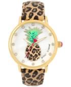 Betsey Johnson Women's Brown Leopard Printed Leather Strap Watch 42mm Bj00496-60