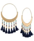 Rachel Rachel Roy Gold-tone Bead & Tassel Hoop Earrings