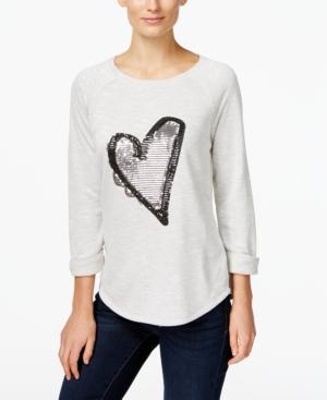 Inc International Concepts Sequin Heart Sweatshirt, Only At Macy's