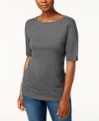 Karen Scott Cotton Button-shoulder Top, Created For Macy's