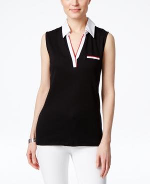 Karen Scott Colorblock Sleeveless Polo Top, Only At Macy's