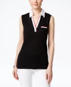 Karen Scott Colorblock Sleeveless Polo Top, Only At Macy's