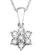 Diamond Flower Pendant Necklace In 10k White Gold (1/10 Ct. T.w.)