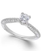 Classic By Marchesa Certified Diamond Engagement Ring In 18k White Gold (7/8 Ct. T.w.)