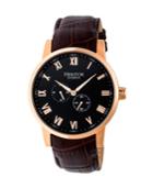 Heritor Automatic Romulus Rose Gold & Black Leather Watches 44mm
