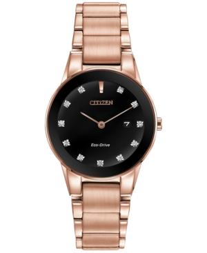 Citizen Women's Eco-drive Axiom Diamond Accent Rose Gold-tone Stainless Steel Bracelet Watch 30mm Ga1058-59q