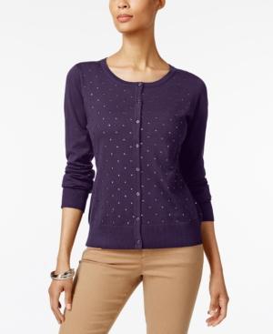 Karen Scott Petite Embellished Cardigan, Created For Macy's