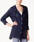 Style & Co Petite Hooded Button-front Jacket, Only At Macy's