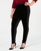 I.n.c. Plus Size Velvet & Stretch Leggings, Created For Macy's