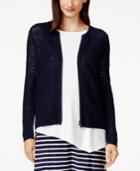 Eileen Fisher Zippered Crew-neck Cardigan Sweater