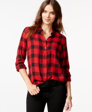 Lucky Brand Button-back Plaid Flannel Shirt