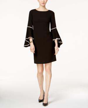 Jessica Howard Contrast-trim Bell-sleeve Dress